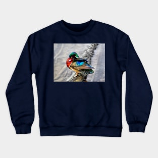 Wood Duck with Watercolor Effects Crewneck Sweatshirt